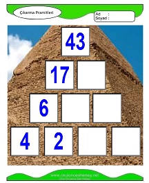Çıkarma Pramidi Çalışma Sayfaları